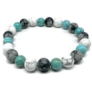 Minerální náramek tyrkys, howlit, obsidián - MLHOVINA